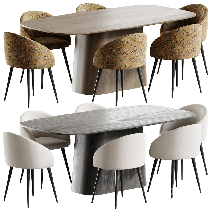 Boucle chair grey and Kitchen table Image 1