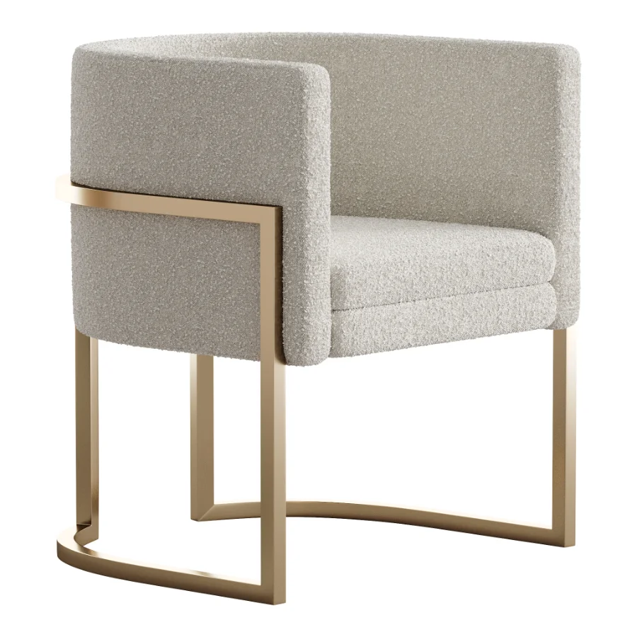 Parsons Arm Chair Leather Indoor Dining Chair with Gold Frame Image 2