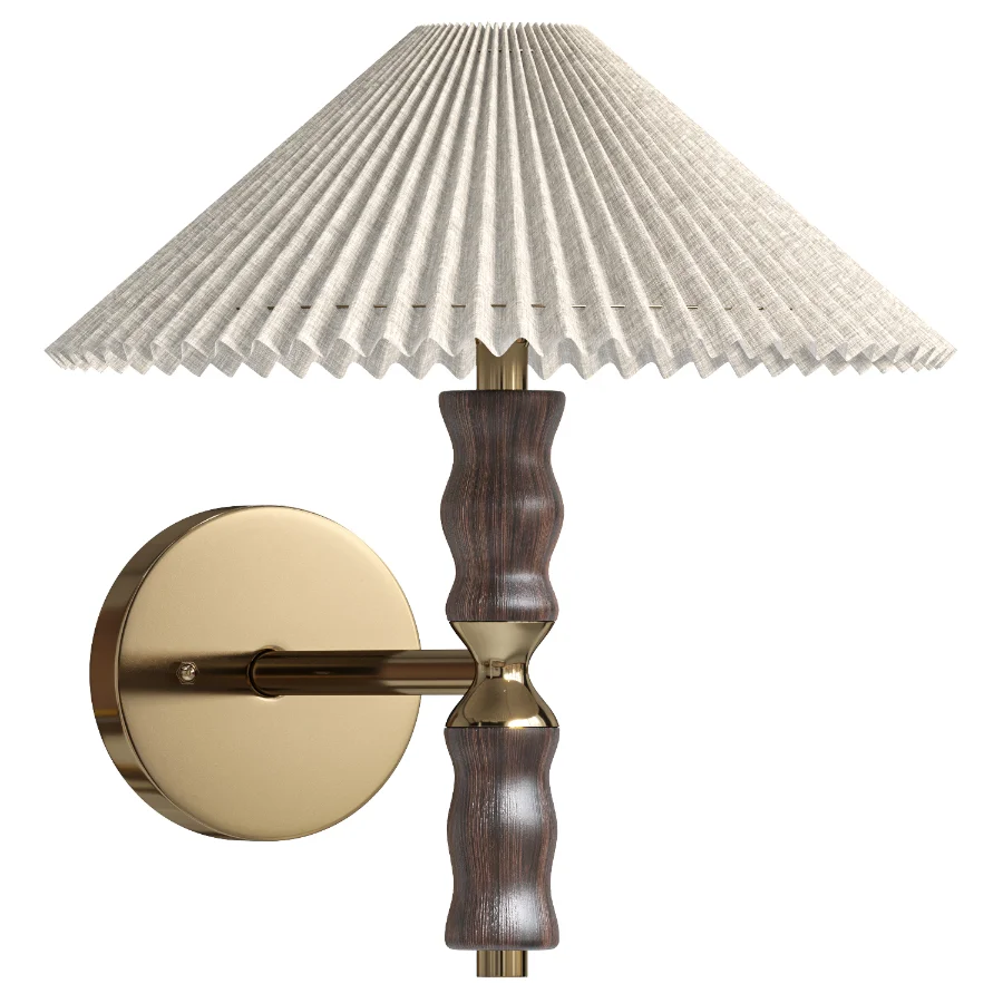 Pleated Walnut Wall Light Image 3