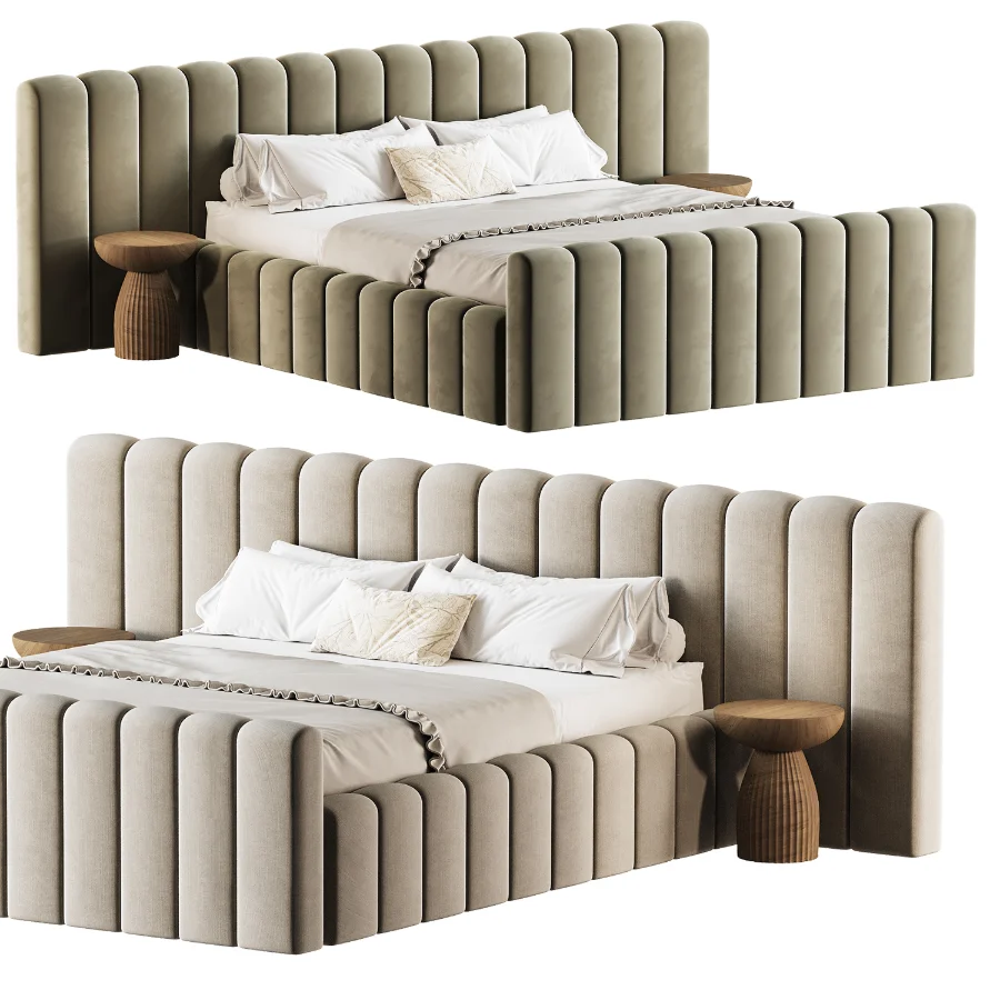Amma Brown Velvet King Bed Image 4