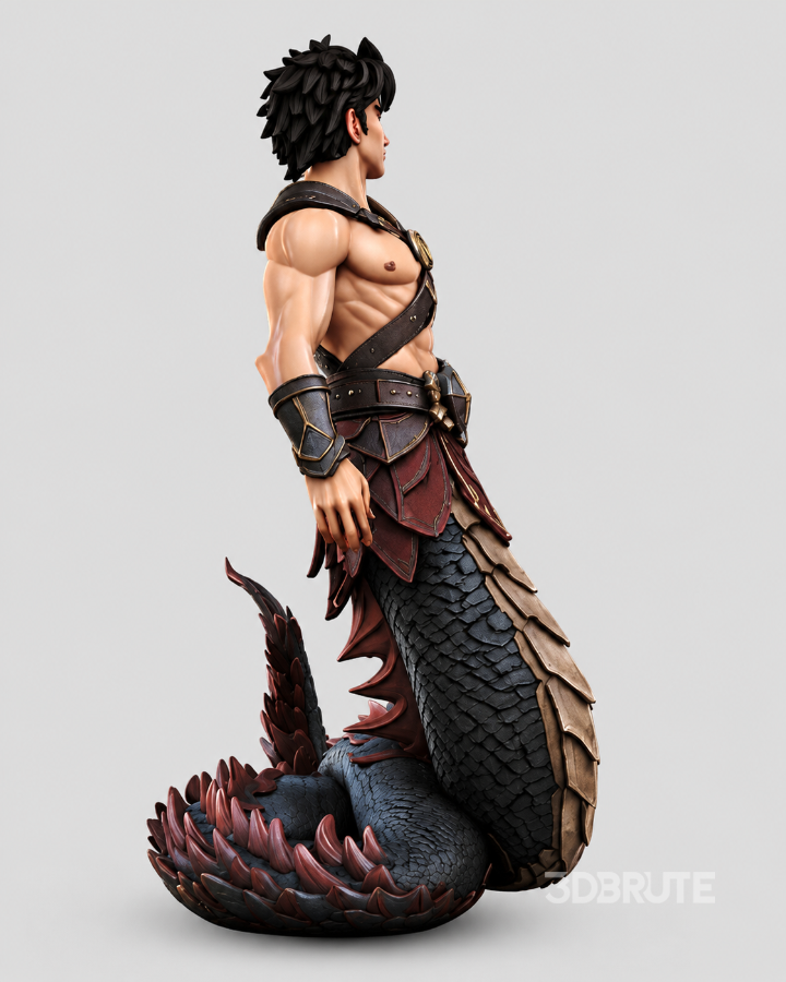 Fantasy Half-Man Half-Dragon Warrior 3D Character Model Image 4