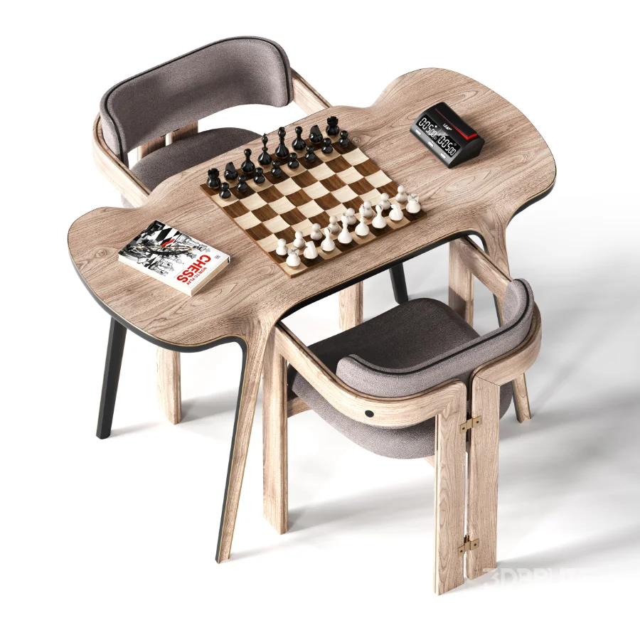 Chess Table and Chairs Image 6