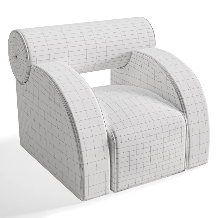 Modern Curved Upholstered Lounge Armchair Image 1