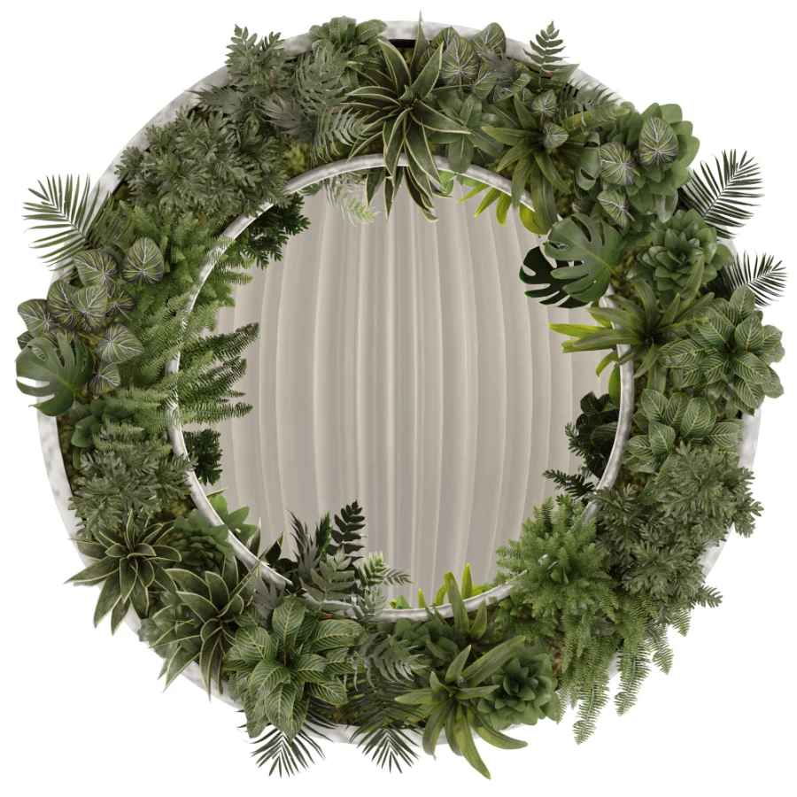 Indoor_plants_with_circle_mirror Image 1