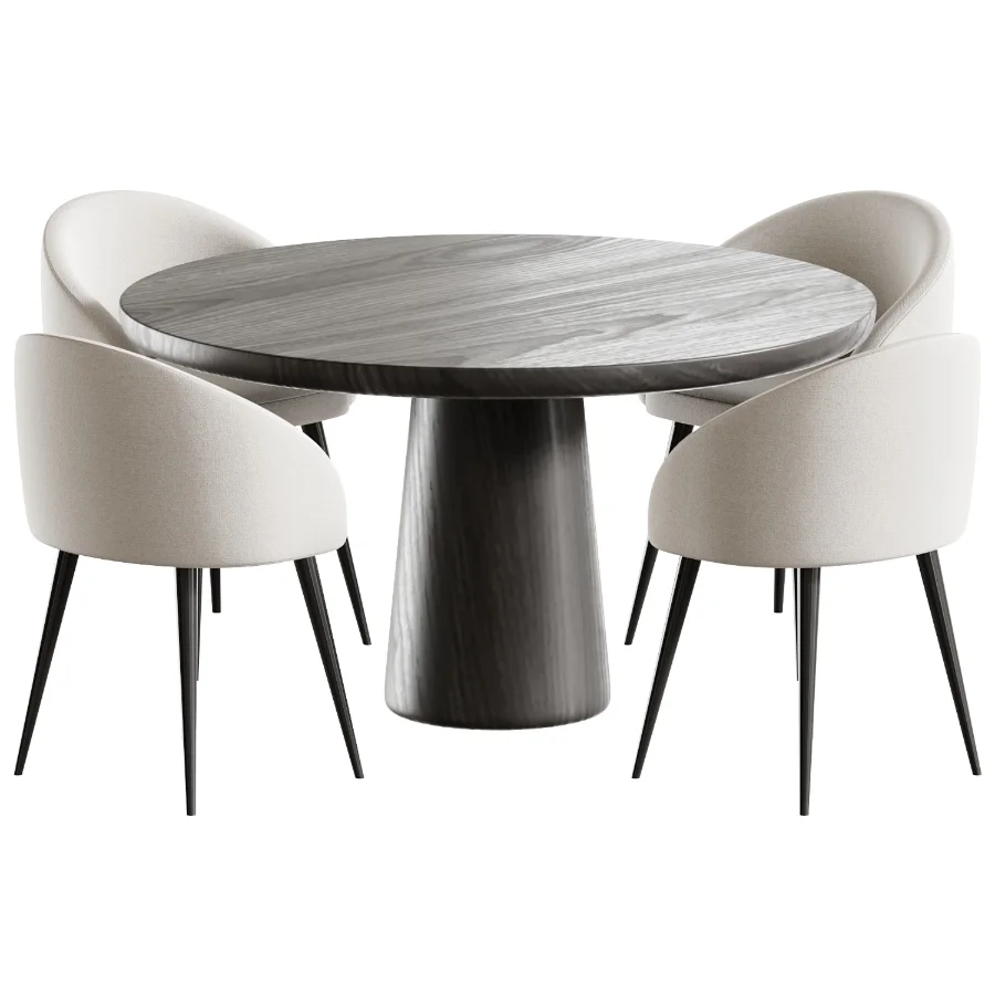 Boucle chair grey and Dining table Makoto Image 2