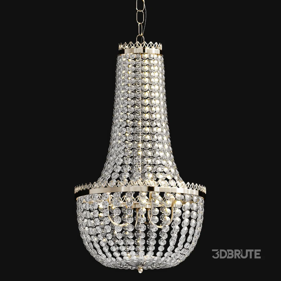 Pioni 3 light antique brass crystal glass chandelier Image 2