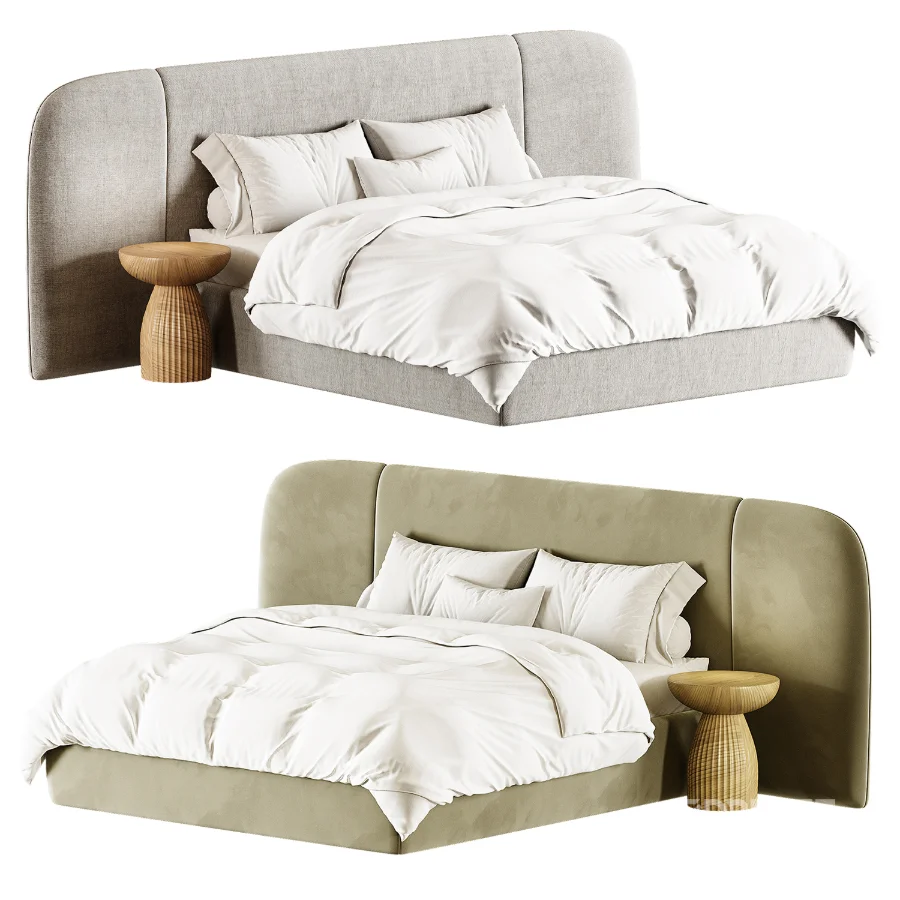 Julianne Upholstered Winged Bed Image 2