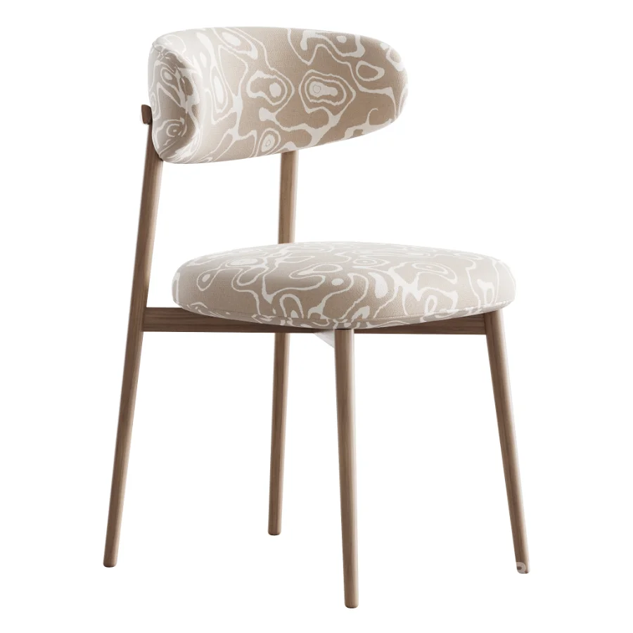 Modern Faux Leather Backrest Dining Chair with Oak Wood Legs Image 4