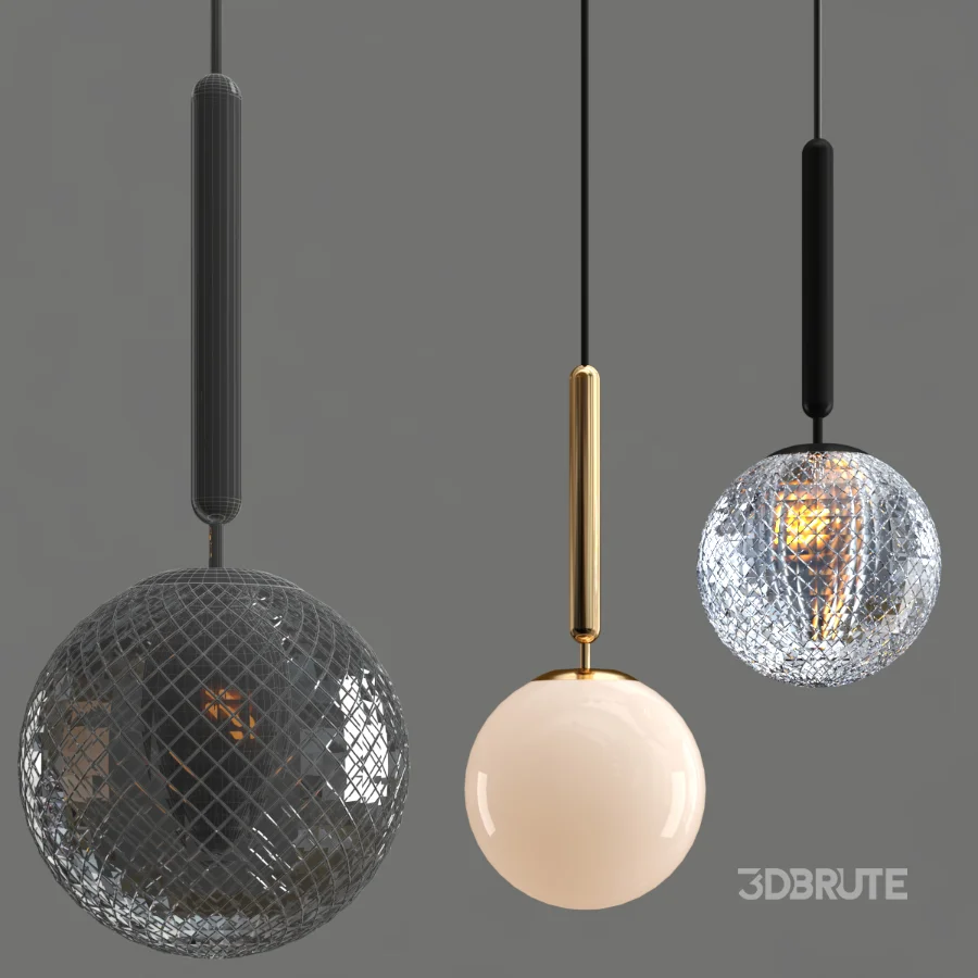 Glass ball pendant lamp Image 2