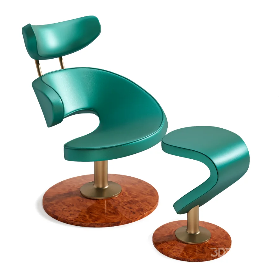 Futuristic-Curved-Leather-Armchair Image 4