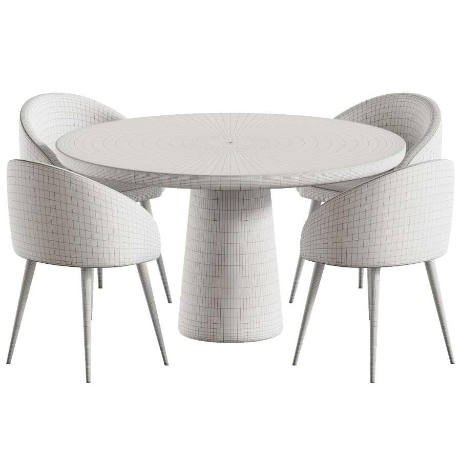 Boucle chair grey and Dining table Makoto Image 3