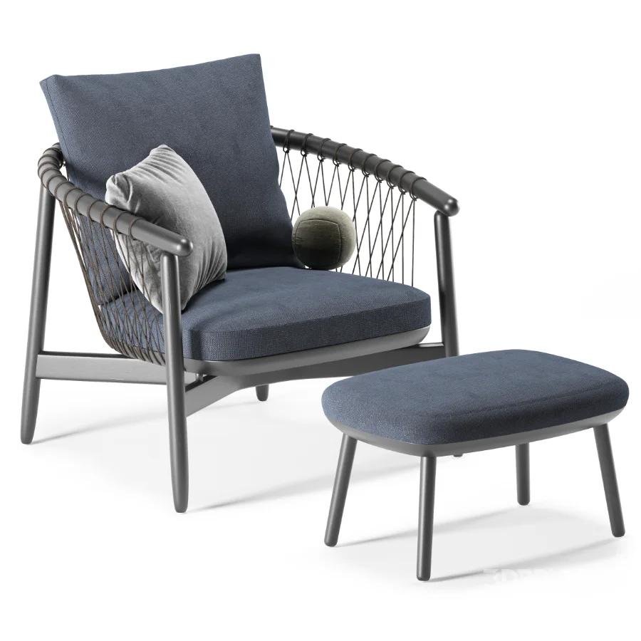 Crosshatch Chair and Ottoman Image 5