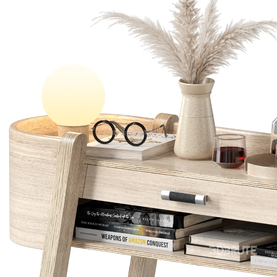 Decorative Set With Wooden Side Table Image 4