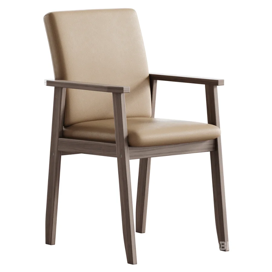 Modern Arm Chair with Upholstered Seat and Wood Arms Image 5