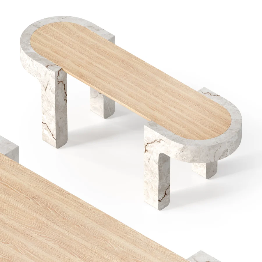 WOOD AND STONE TABLE Image 3