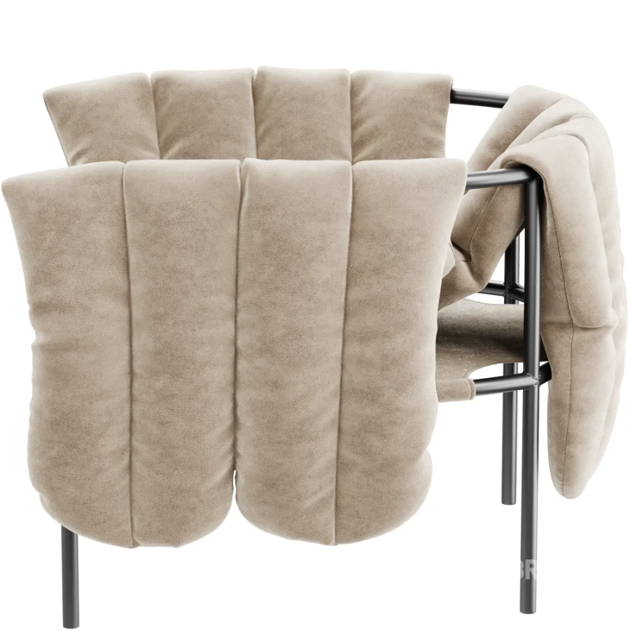 Puffy_lounge_chair_natural_black_grey_steel Image 3