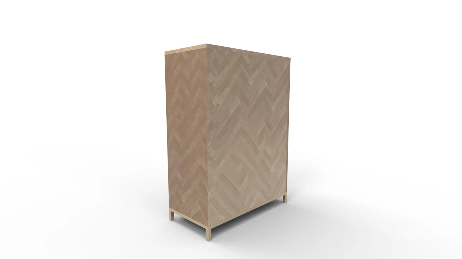 Herringbone Wood Accent Storage Cabinet With 2 Doors Image 6