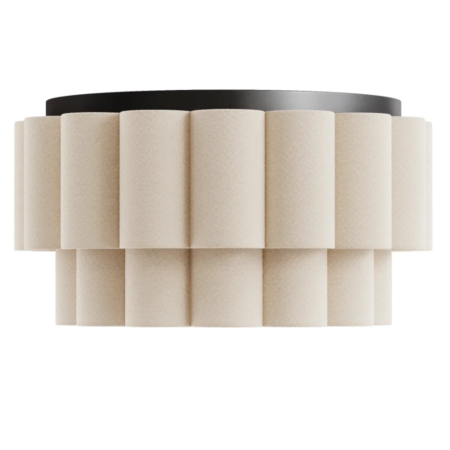 Folia scalloped natural linen flush pendant Image 3