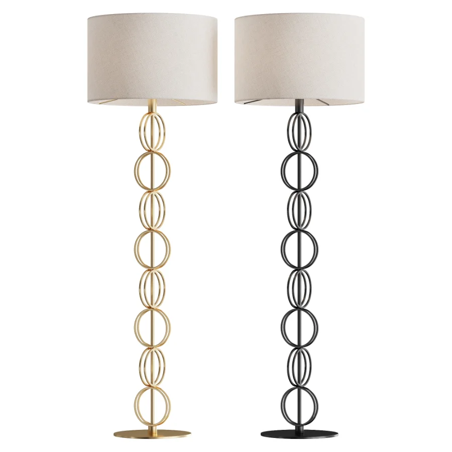 Metal Floor Lamp Linen Oat Shade Image 1
