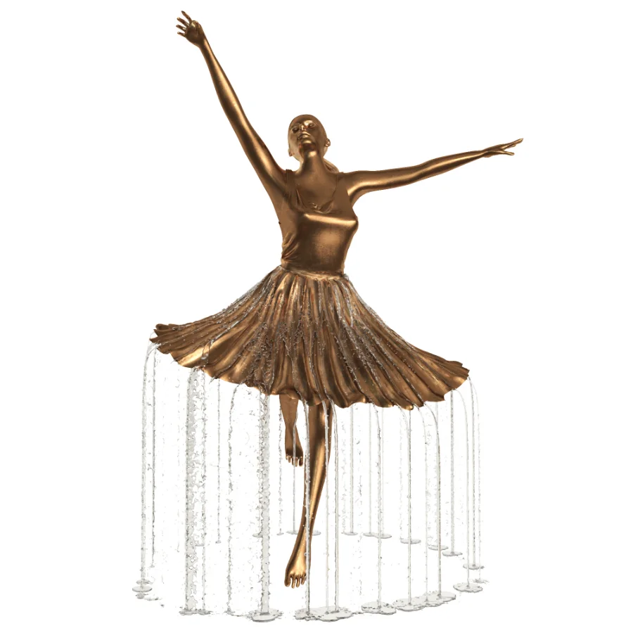 Golden Bronze Ballerina Water Fountain Image 1