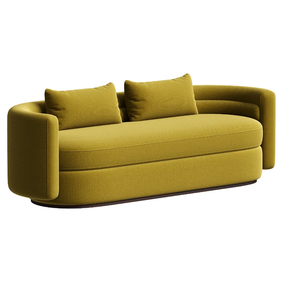 Oratino Ivory Linen 3 Seater Curved Sofa Image 2