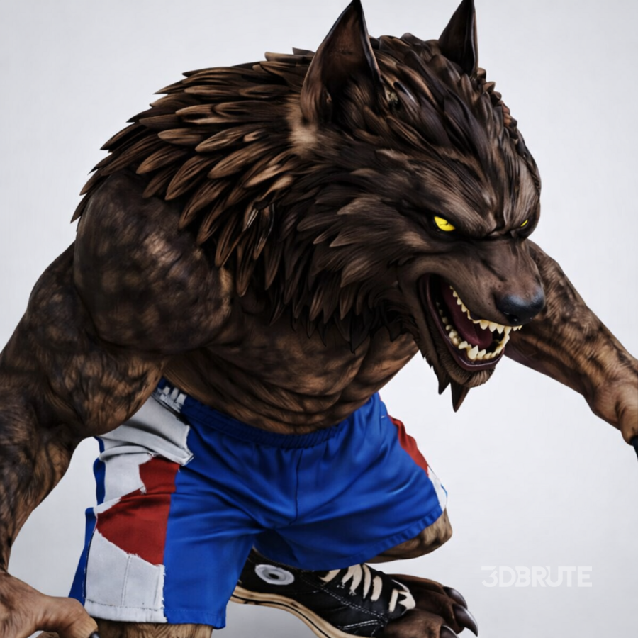 Realistic Muscular Werewolf Monster Image 3