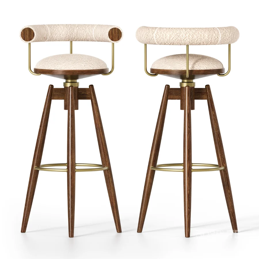 DYLAN Bar Chair With Wood And Golden Steel Body Image 3
