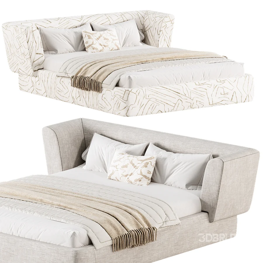 Antonella Stone Cream Fabric King Bed Image 2