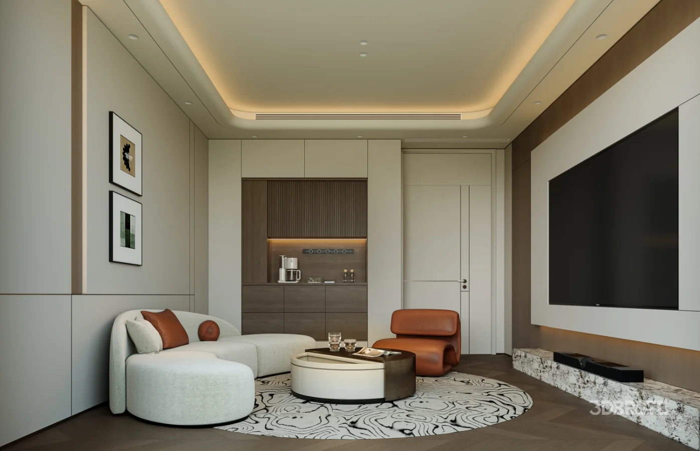 Modern bedroom and dressing room Image 3