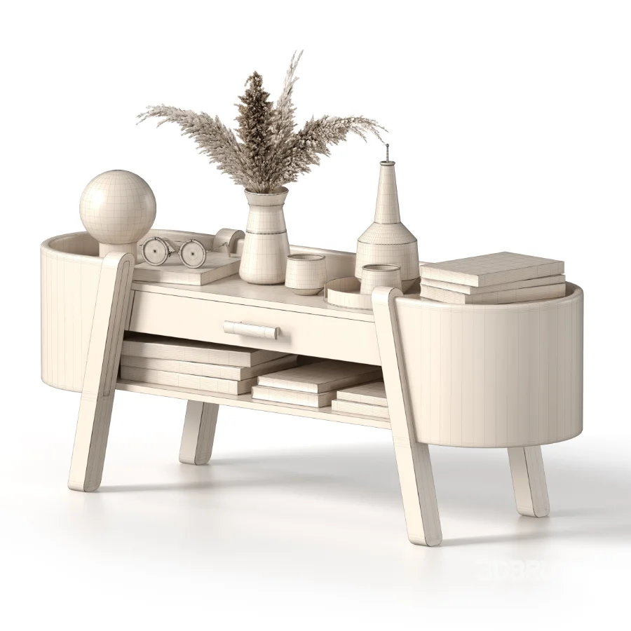 Decorative Set With Wooden Side Table Image 6