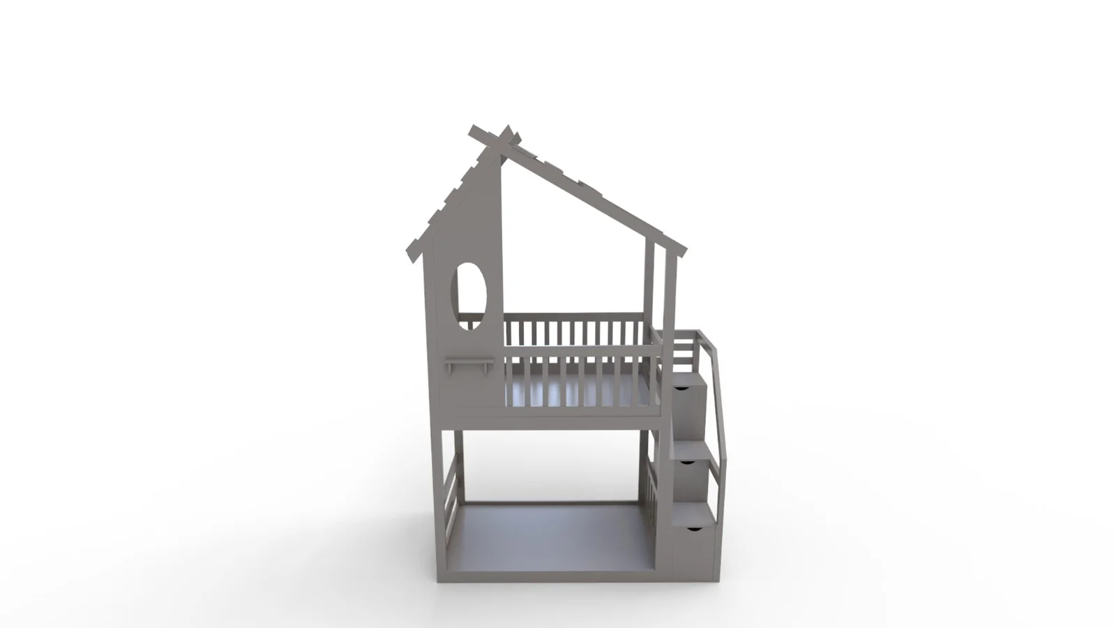 Twin Bunk Bed White, House Bed,Storage And Guard Rail Image 8