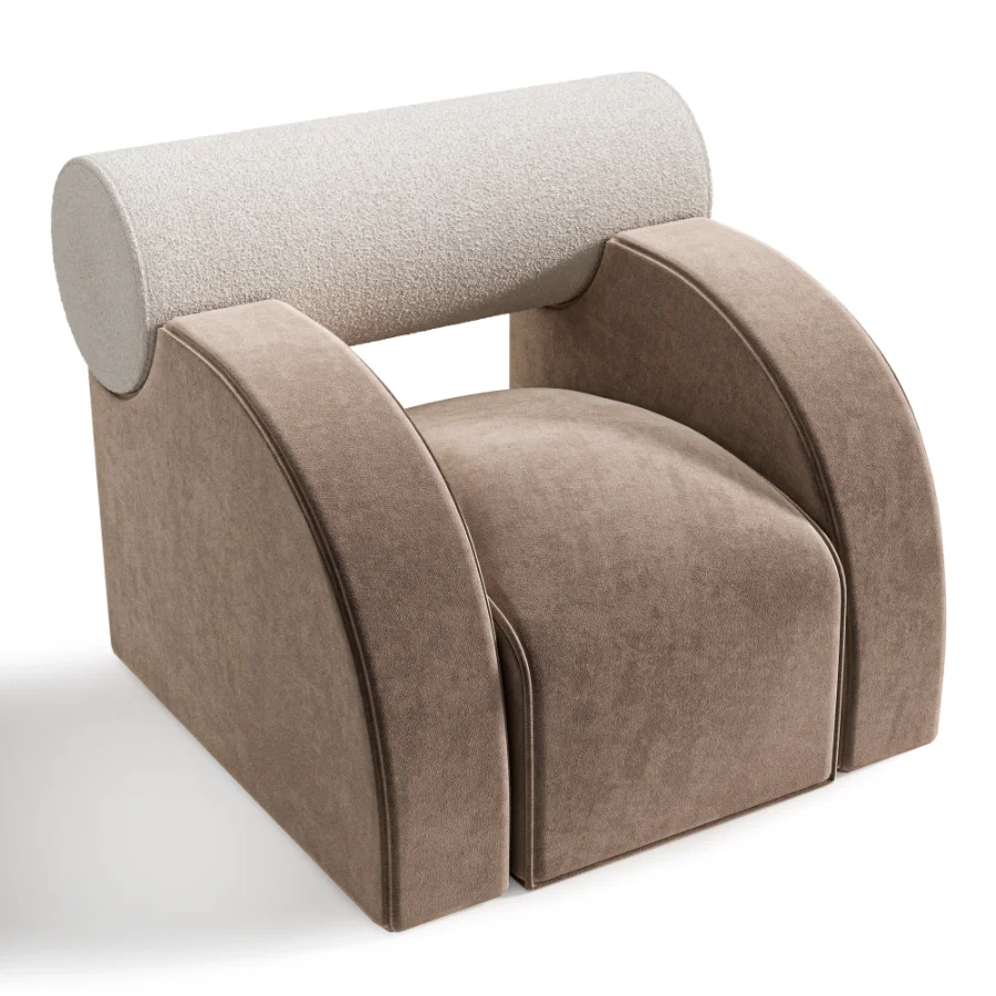 Modern Curved Upholstered Lounge Armchair Image 4