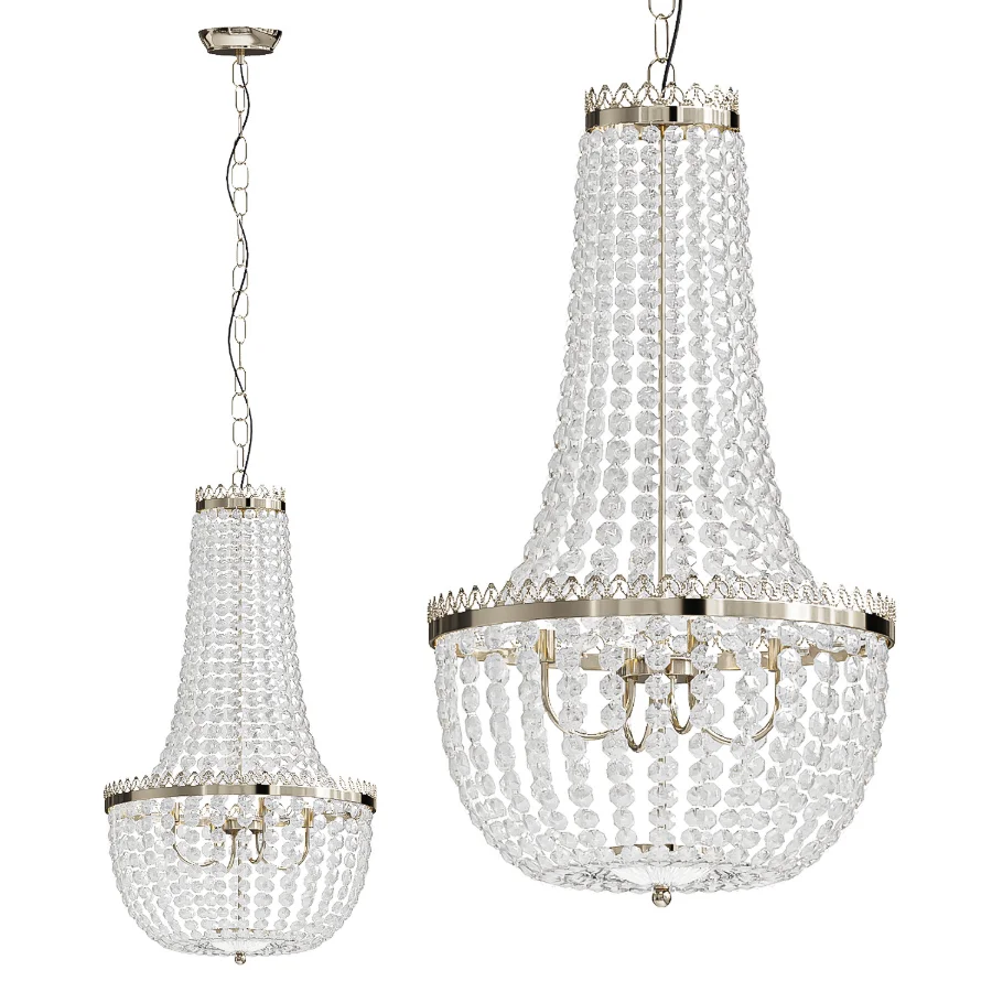 Pioni 3 light antique brass crystal glass chandelier Image 1