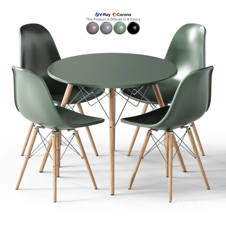 ELON Series Plastic Chair With Wood Base Image 1