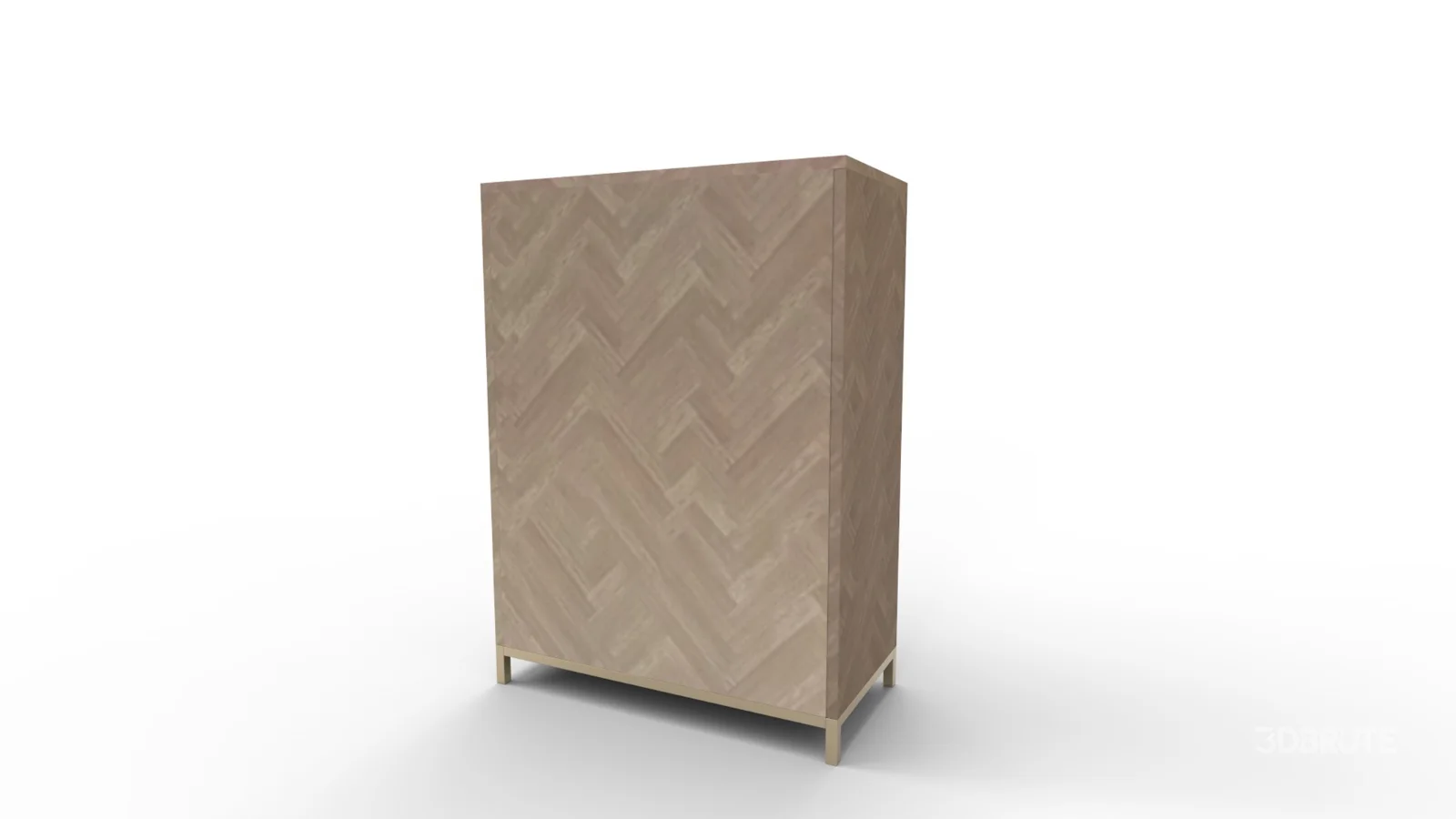 Herringbone Wood Accent Storage Cabinet With 2 Doors Image 5