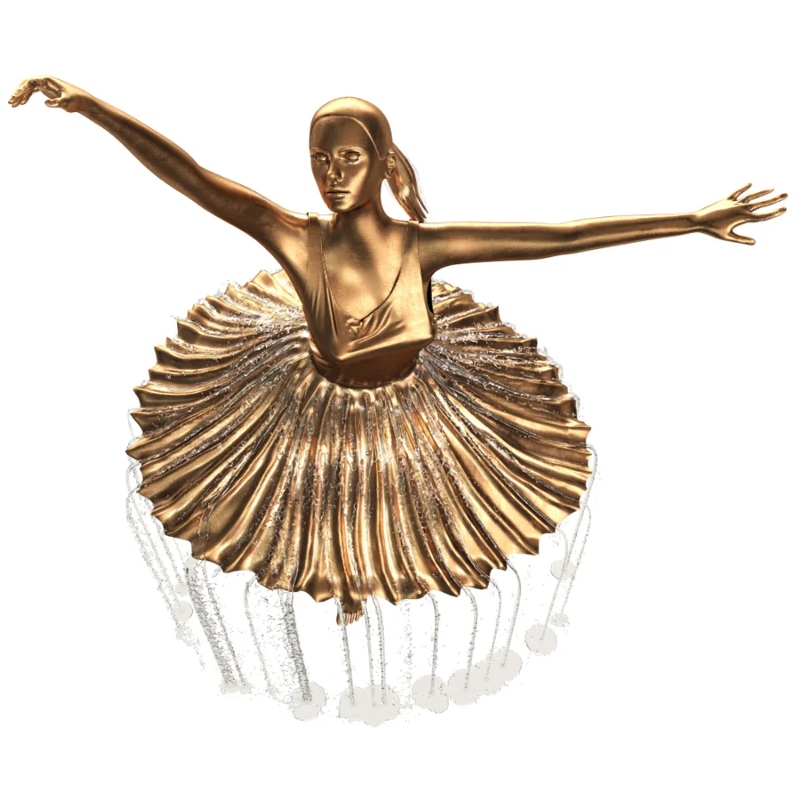 Golden Bronze Ballerina Water Fountain Image 7