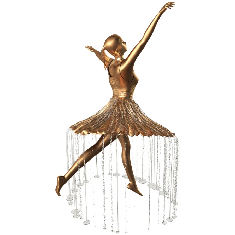 Golden Bronze Ballerina Water Fountain Image 4