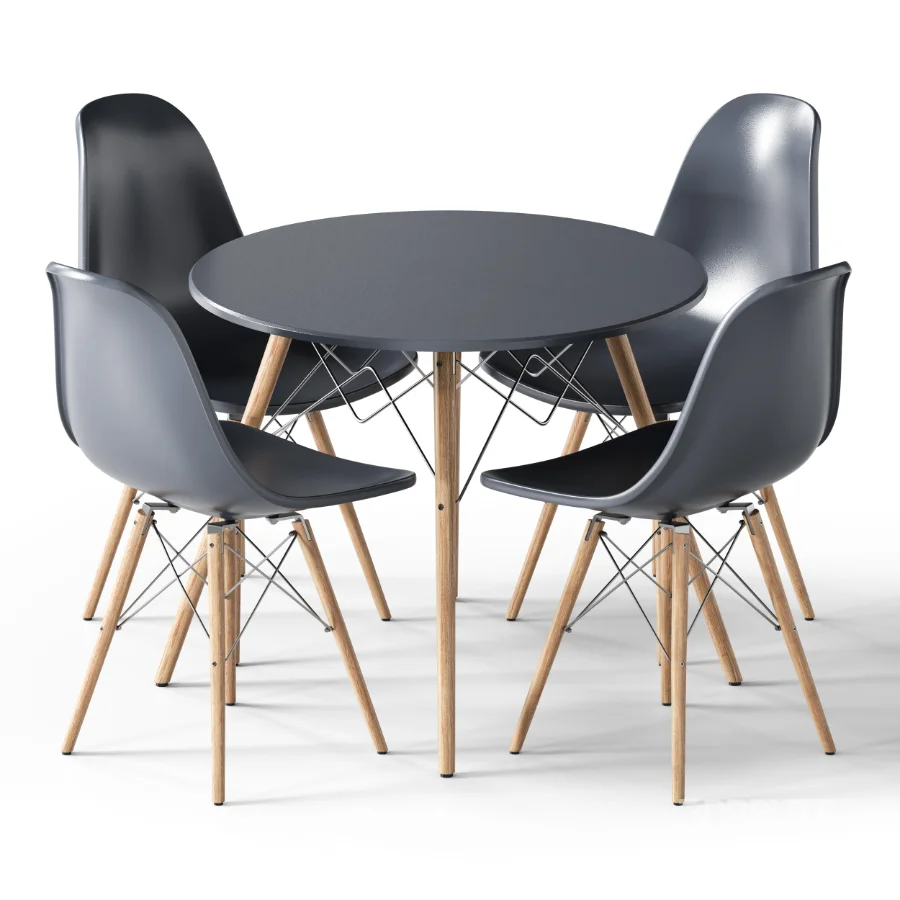 ELON Series Plastic Chair With Wood Base Image 3