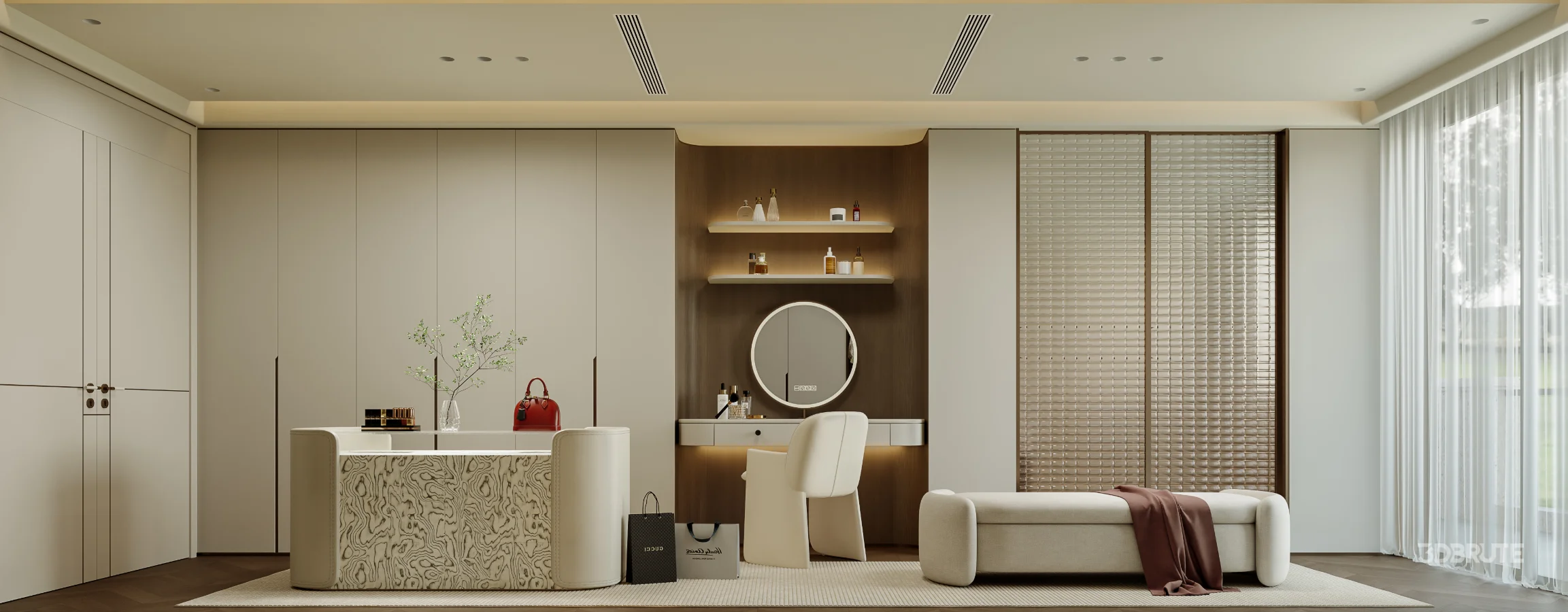 Modern bedroom and dressing room Image 4