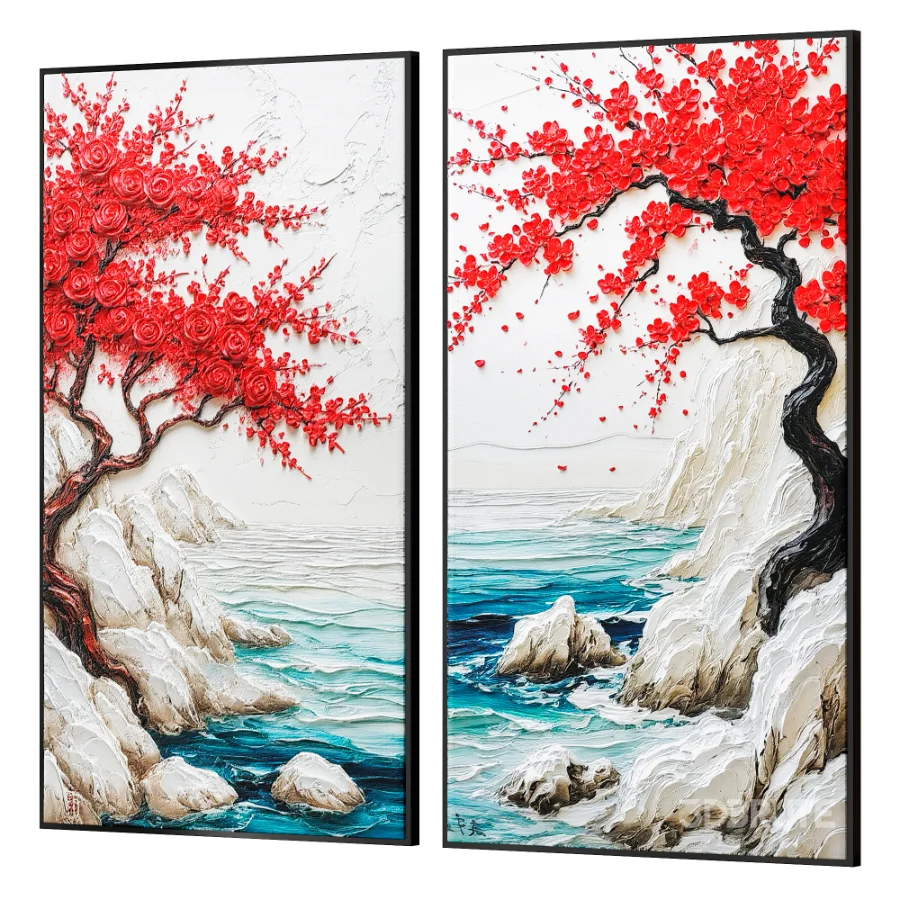 Premium Coastal Blossom Wall Art Set Image 2