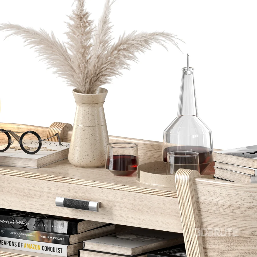Decorative Set With Wooden Side Table Image 2