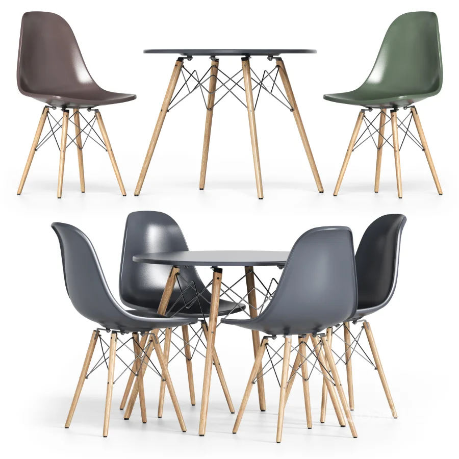 ELON Series Plastic Chair With Wood Base Image 5