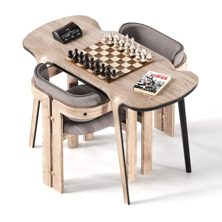 Chess Table and Chairs Image 5