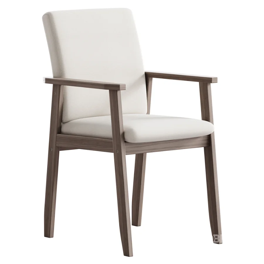 Modern Arm Chair with Upholstered Seat and Wood Arms Image 2