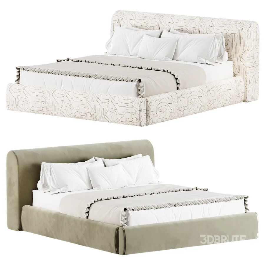 Riviera Isabelline White Fabric Queen Bed Image 2