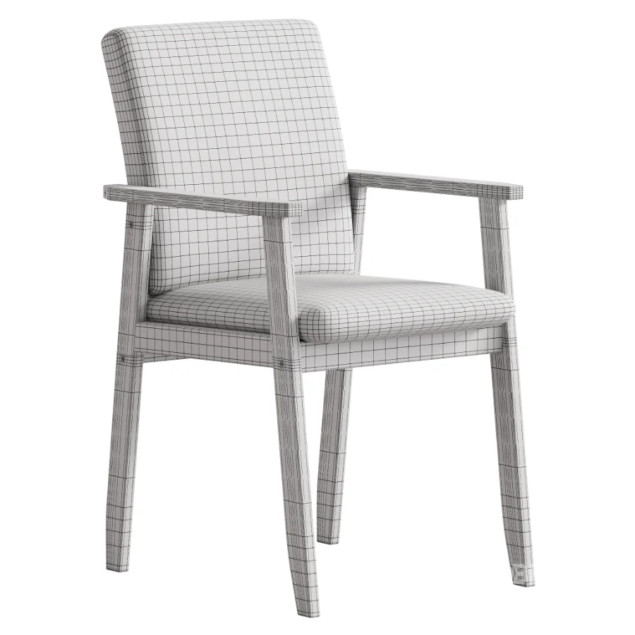 Modern Arm Chair with Upholstered Seat and Wood Arms Image 7