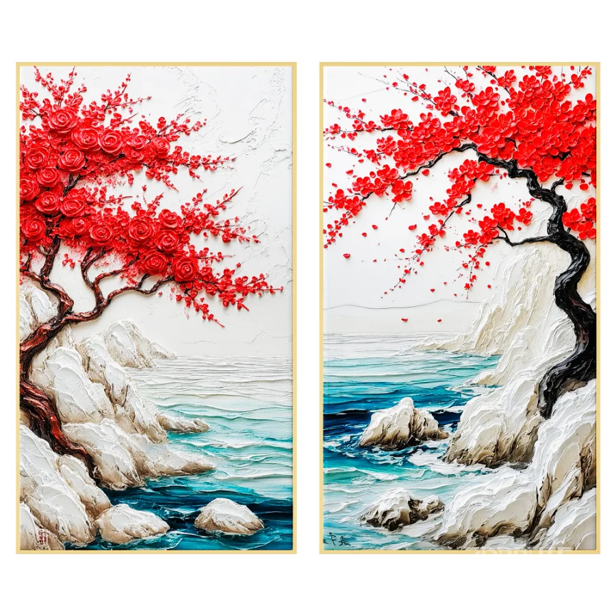 Premium Coastal Blossom Wall Art Set Image 3