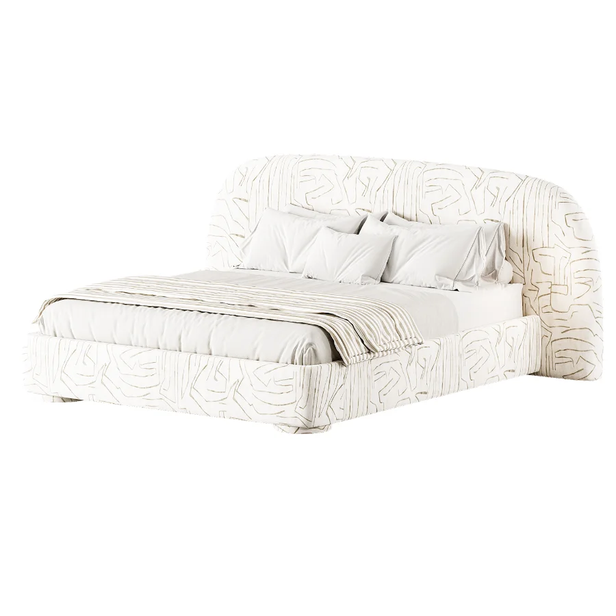 Estelle Velvet Mustard Velveteen Fabric Queen Bed Image 2