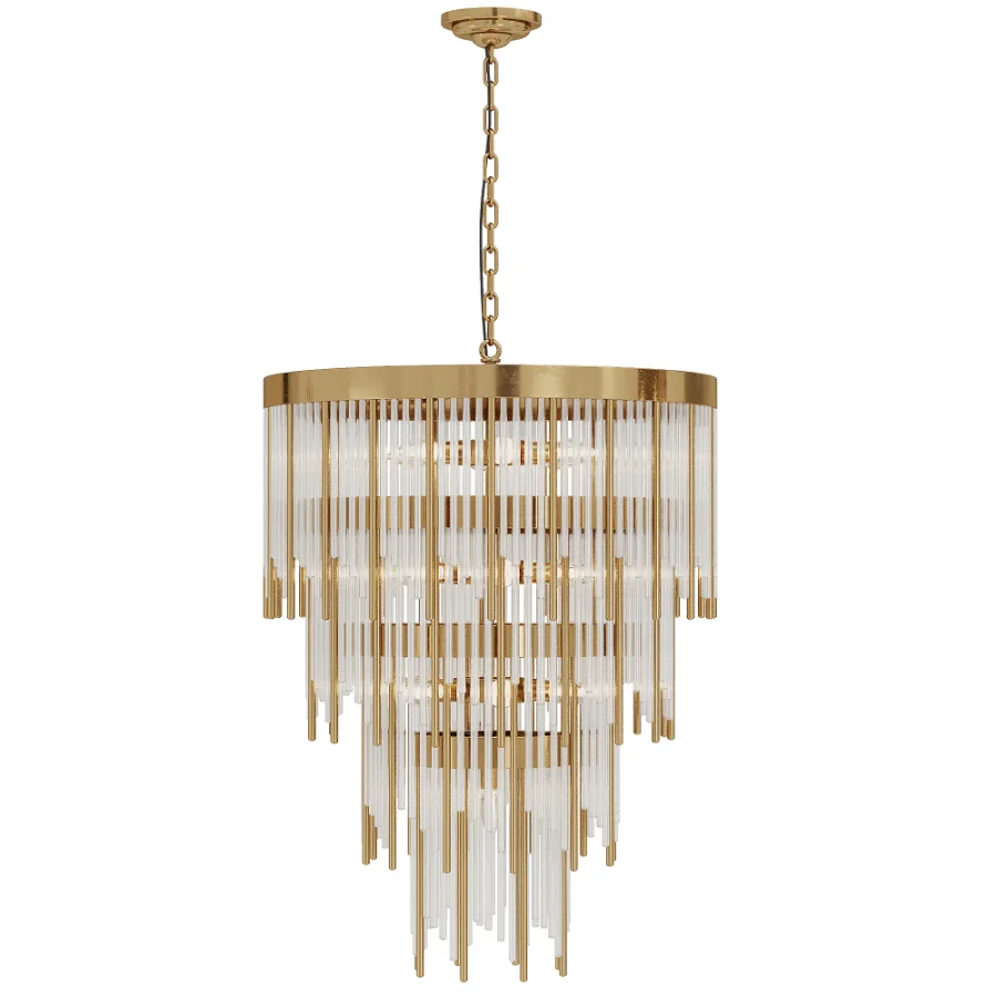 Glam Antique Bronze Waterfall Chandelier Image 1