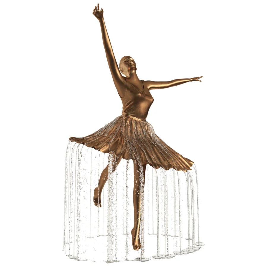 Golden Bronze Ballerina Water Fountain Image 2